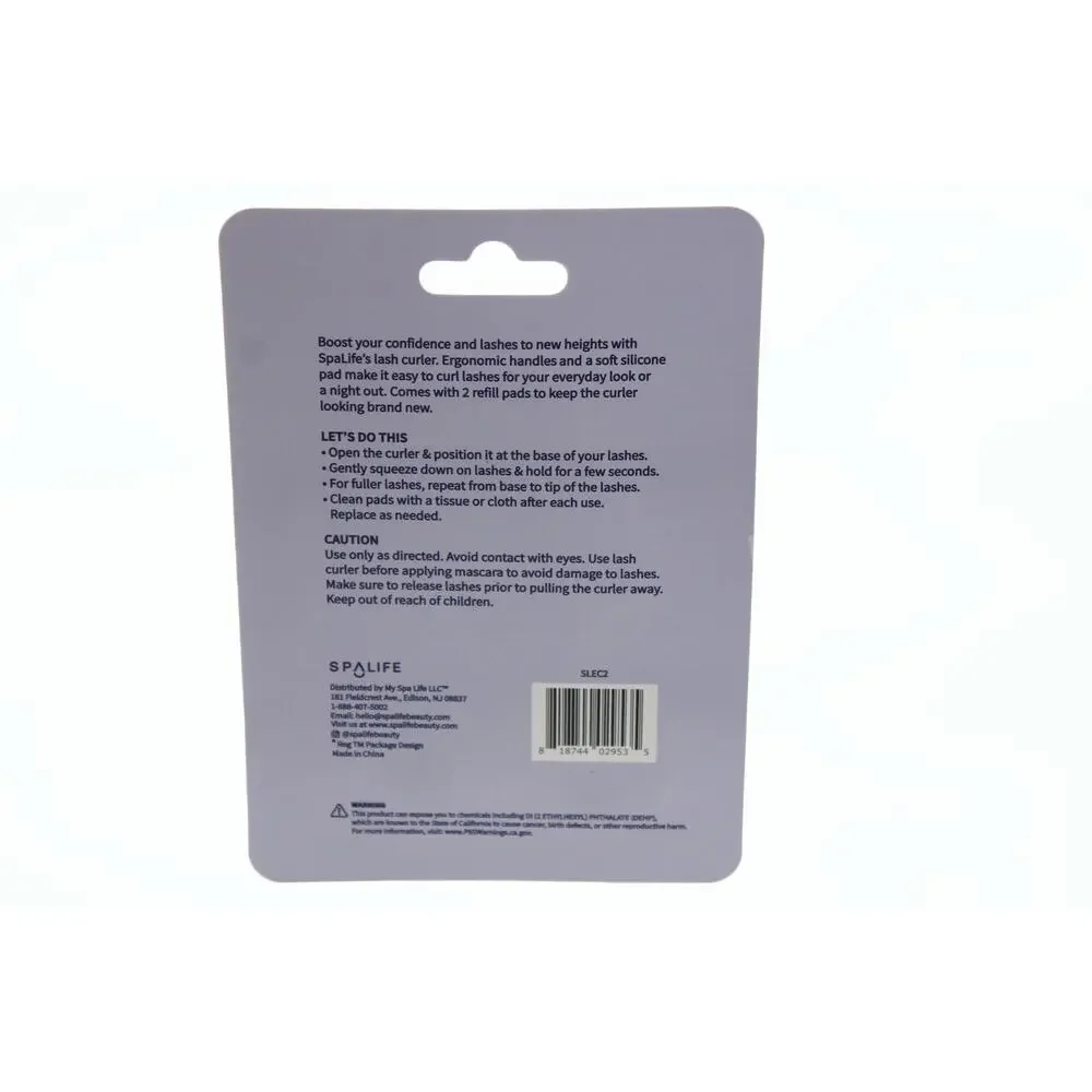 Eyelash Spa Life Lash Curler‎ in Purple with Replacement Pads  2 Pack